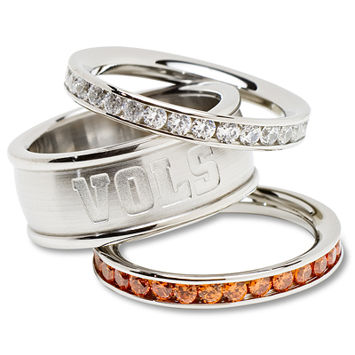 University of Tennessee Logo Crystal Stacked Ring Set