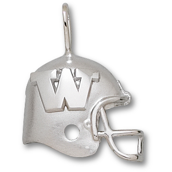 Sterling Silver 3/4in Univ of Washington Football Helmet Pendant