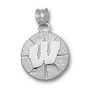 Wisconsin Badgers 1/2in Sterling Silver Basketball Pendant