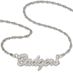 Sterling Silver 18in Badgers Script Necklace