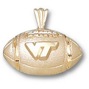 Virginia Tech University Football Pendant 1/2in 10k Yellow Gold