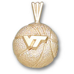 Virginia Tech Basketball Pendant 1/2in 14k Yellow Gold