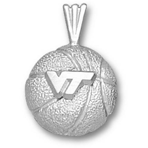 Virginia Tech University Basketball Pendant 1/2in Sterling Silver