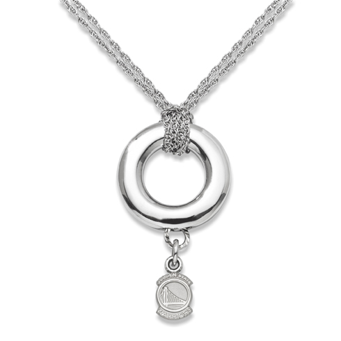 Sterling Silver 16in Golden State Warriors Halo Necklace