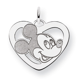 Sterling Silver 5/8in Mickey Mouse Heart Charm