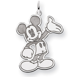 Sterling Silver 1in Waving Mickey Charm with Jump Ring