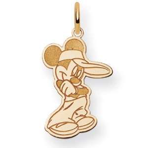 Mickey Mouse with Hat Charm 3/4in 14k Yellow Gold