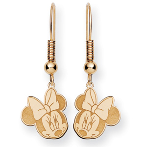Minnie Mouse Dangle Wire Earrings Gold-Plated Sterling Silver