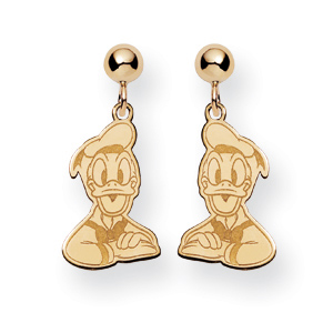 Donald Duck Dangle Earrings Gold-Plated Sterling Silver