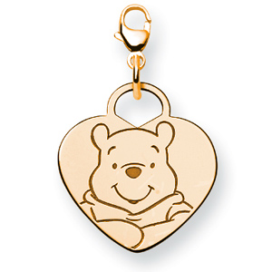 Winnie the Pooh Heart Charm 3/4in - Gold-Plated