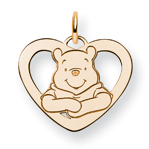 Winnie the Pooh Heart Charm 5/8in - Gold-Plated