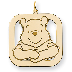 Winnie the Pooh Square Charm 1in - Gold-Plated