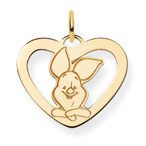 Gold-Plated 5/8in Piglet Heart Charm with Jump Ring