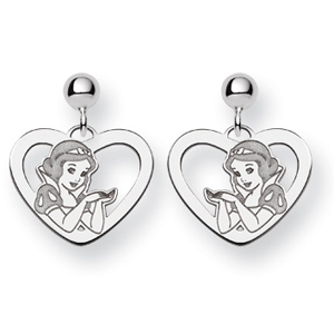 Sterling Silver Snow White Post Heart Earrings