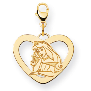 Aurora Heart Charm with Clasp 5/8in Gold-Plated Sterling Silver