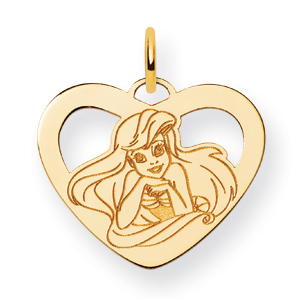 14kt Yellow Gold 5/8in Ariel Heart Charm with Jump Ring