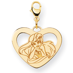 Gold-Plated Sterling Silver 5/8in Ariel Heart Charm with Lobster Clasp