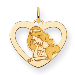 Jasmine Heart Charm 5/8in Gold-Plated Sterling Silver