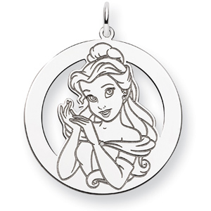 Belle Round Pendant 1in Sterling Silver