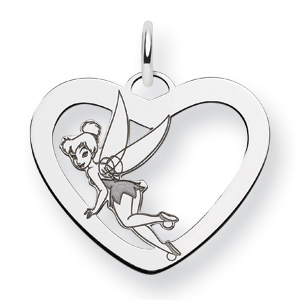 Tinker Bell Open Heart Charm 5/8in Sterling Silver