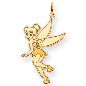 Tinker Bell Pendant 1in Gold-Plated Sterling Silver