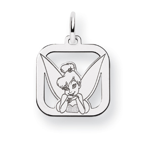 Tinker Bell Square Charm 1/2in - Sterling Silver