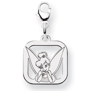 Tinker Bell Square Charm 1/2in - Sterling Silver
