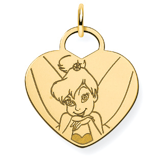 Tinker Bell Heart Charm 5/8in - Gold-Plated