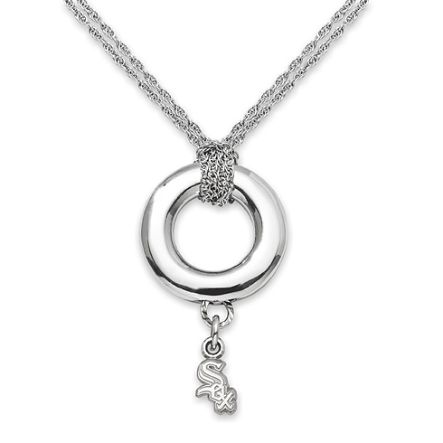 Sterling Silver 16in Chicago White Sox Halo Necklace