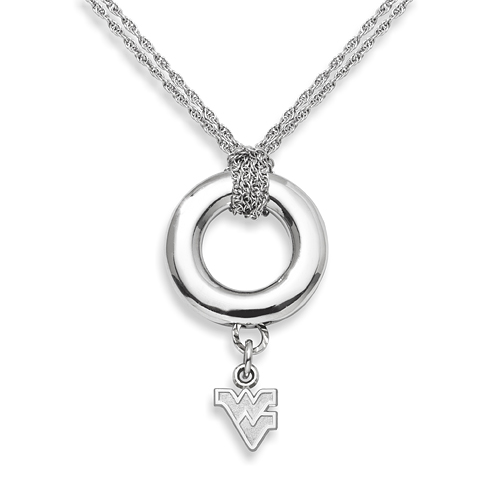 Sterling Silver 16in University of West Virginia Halo Necklace