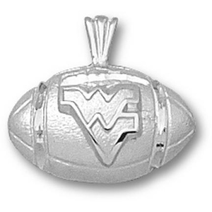 Sterling Silver 1/2in West Virginia Football Pendant