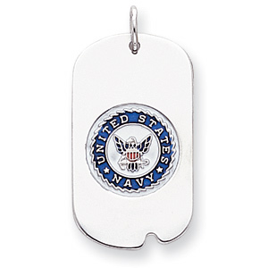 Sterling Silver Blue and Red Enamel U.S. Navy Dog Tag