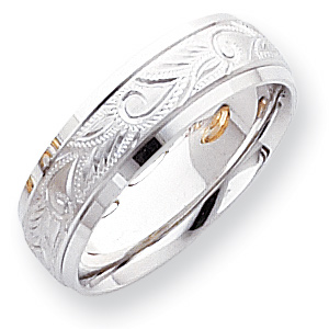 7mm Design-Etched Band - 14k White Gold