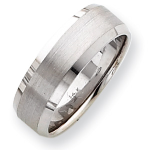 14kt White Gold 7mm Beveled Wedding Band with Satin Finish