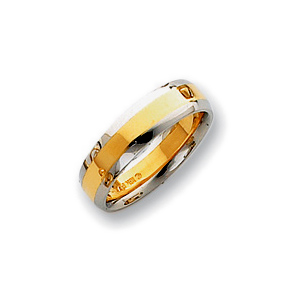 18k Yellow Gold and Platinum Domed Comfort Fit Band 6mm