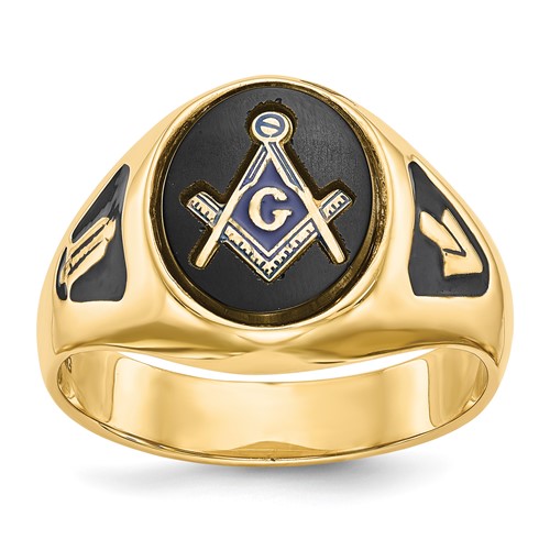 14kt Yellow Gold Oval Blue Lodge Ring