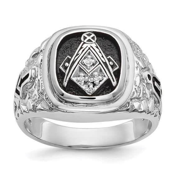 Jumbo Diamond Blue Lodge Ring 14k White Gold