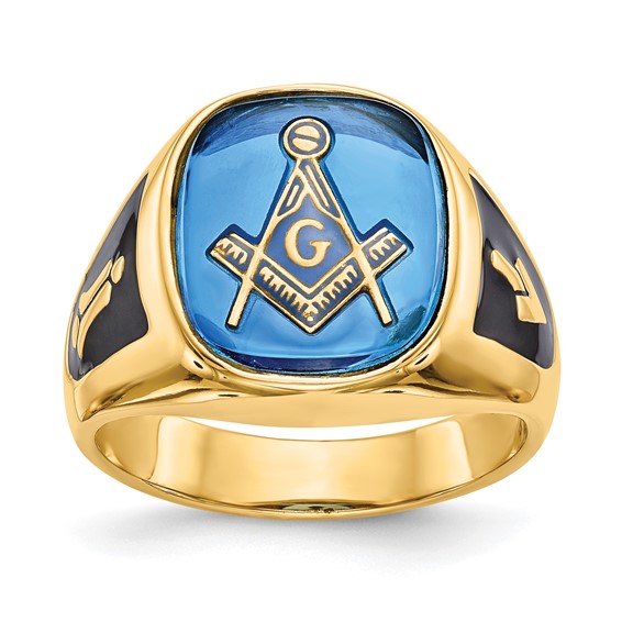 Oblong Blue Lodge Ring - 14k Gold