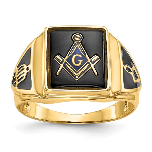 Rectangular Blue Lodge Ring - 14k Gold