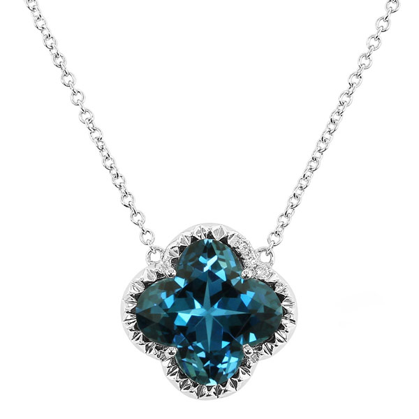 Yael Designs Borealis 14k Yellow Gold Flower London Blue Topaz And Diamond Necklace