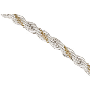 Sterling Silver 20in Rope Chain with 14k Gold Accents 4.75mm JJCH170_20SSY