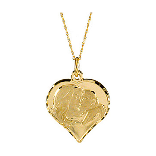 14kt Yellow Gold My Beautiful Child Heart Pendant & Chain