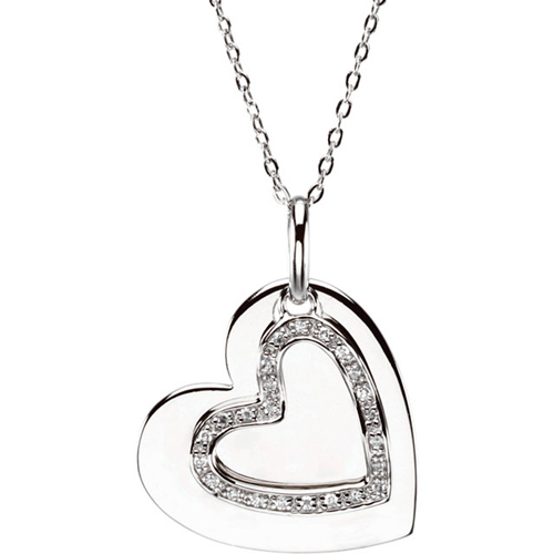 Sterling Silver Mother and Son Heart Pendant & Chain