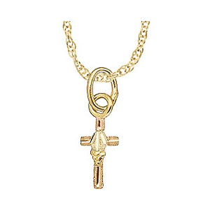 10k Black Hills Gold Cross 5mm x 9mm