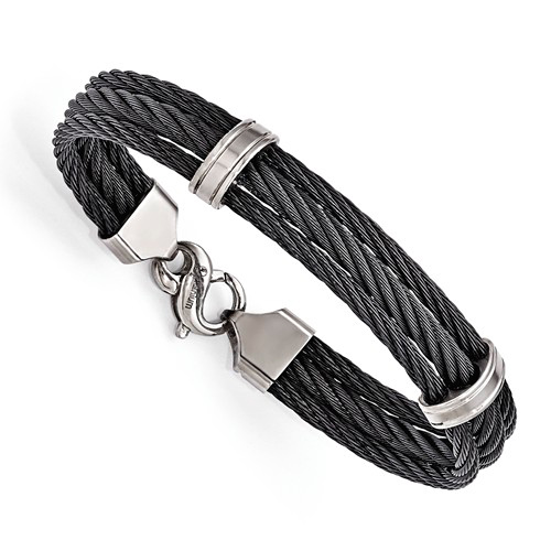 Edward Mirell 8in Black Titanium Triple Cable Bracelet EMB141