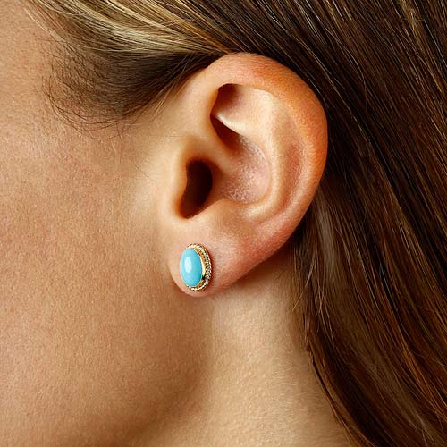 Amazon.com: Turquoise Stud Post Earring 925 Sterling Silver 10 MM Round  Genuine Stone Earrings for Teen Girls & Women Gift for Her Women Sister  Mother Friend : Handmade Products