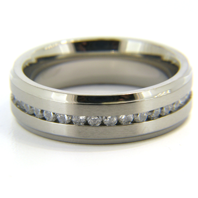 Titanium 7mm Ring with CZs TT-R20109 | Joy Jewelers