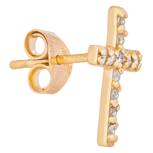 14kt Yellow Gold .05 ct Diamond Cross Single Stud Earring Y41915320FM