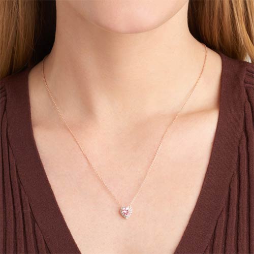 Natural Pink Sapphire Necklace, 14K Solid Gold Diamond Necklace, 0.75 Carats Oval Faceted Gemstone Necklace Women's Jewelry, Gift for Her Pink