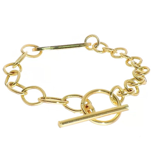 14K Yellow Gold Toggle Heart Tag Charm Link Bracelet - Walmart.com